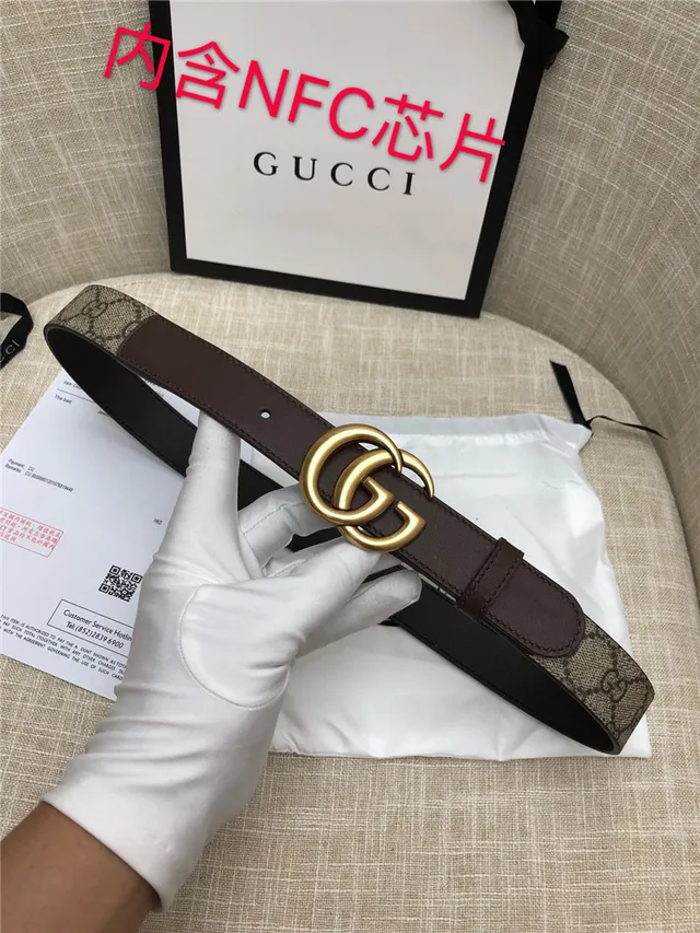 Gucci Horsebit 1955 棕色 金色 interlocking GG 扣环 Monogram 帆布 皮革 腰带 9