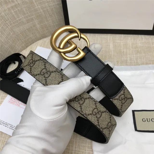 Gucci Horsebit 1955 棕色 金色 interlocking GG 扣环 Monogram 帆布 皮革 腰带 14