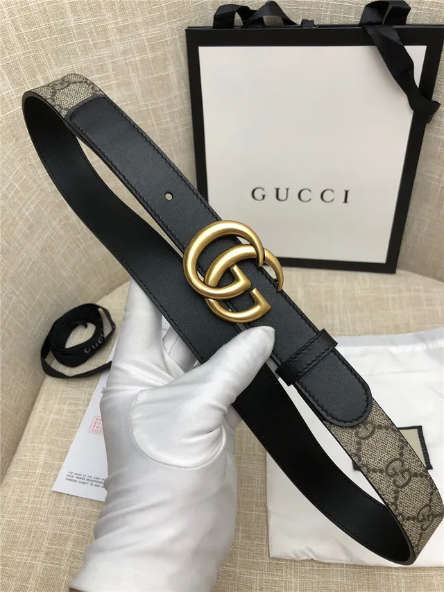 Gucci Horsebit 1955 棕色 金色 interlocking GG 扣环 Monogram 帆布 皮革 腰带 16