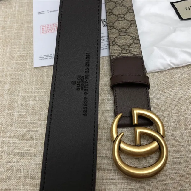Gucci Horsebit 1955 棕色 金色 interlocking GG 扣环 Monogram 帆布 皮革 腰带 22