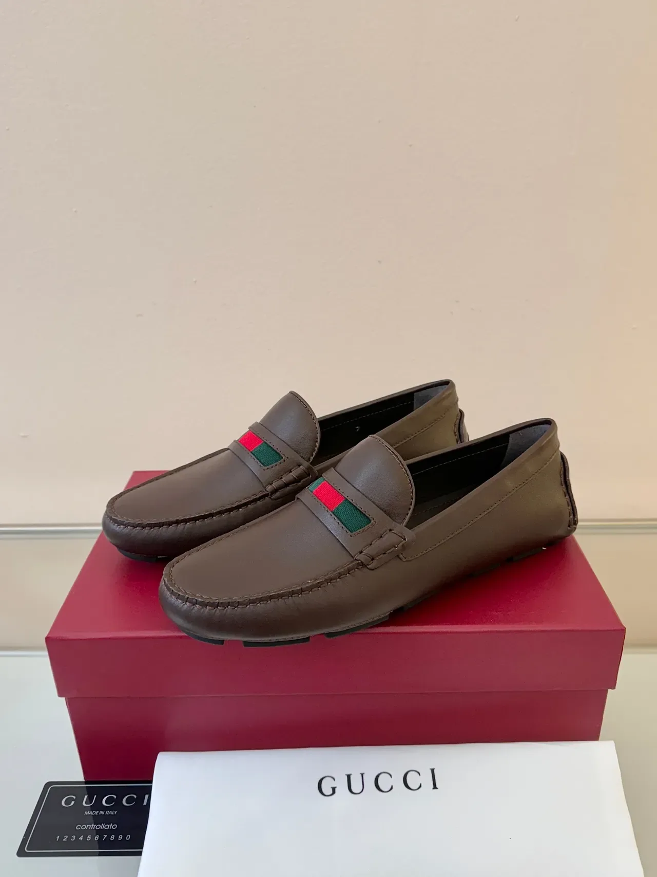 Gucci Horsebit 1955 Brown Leather Web Stripe Loafers 2