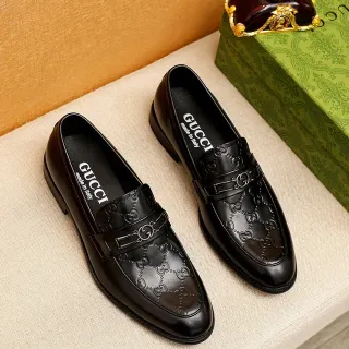 Gucci Horsebit 1955 Embossed GG Mocasines de Cuero Negro