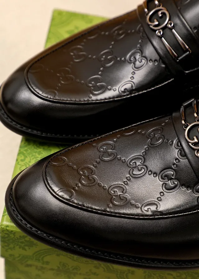 Gucci Horsebit 1955 Embossed GG Black Leather Loafers 5