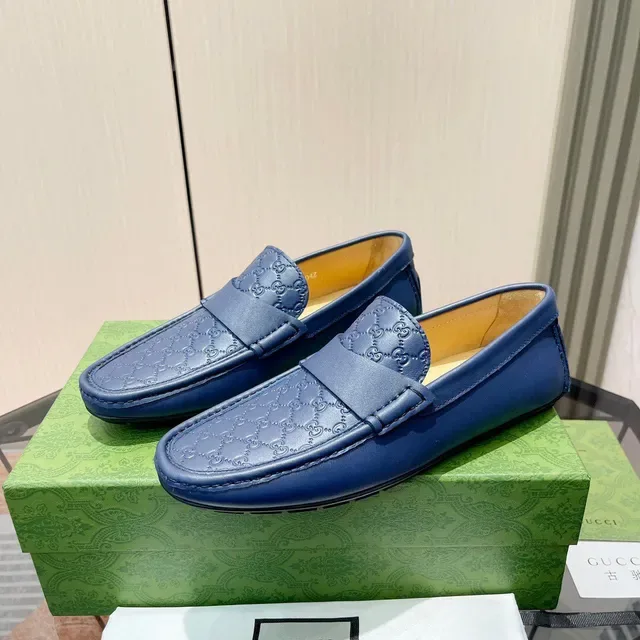 Gucci Horsebit 1955 Embossed GG Bleu Loafers 2