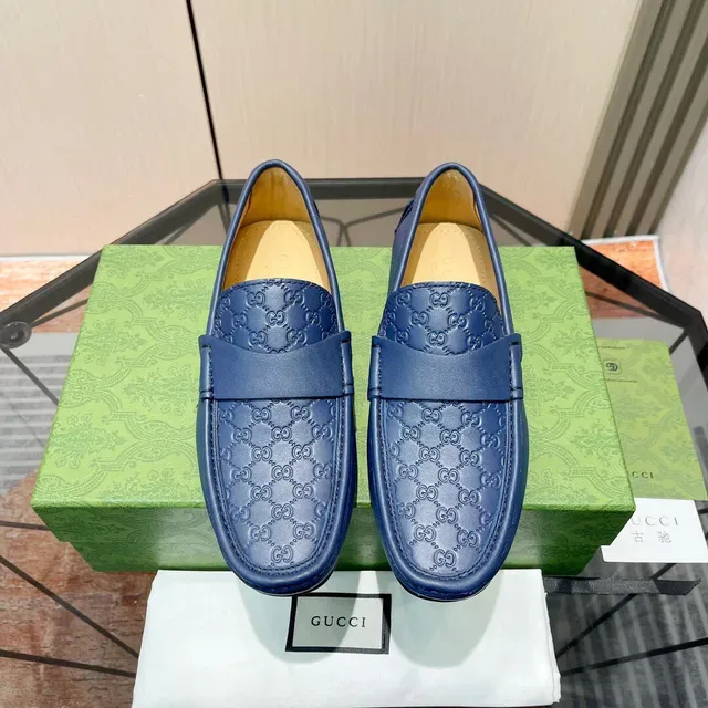Gucci Horsebit 1955 Embossed GG Bleu Loafers 3