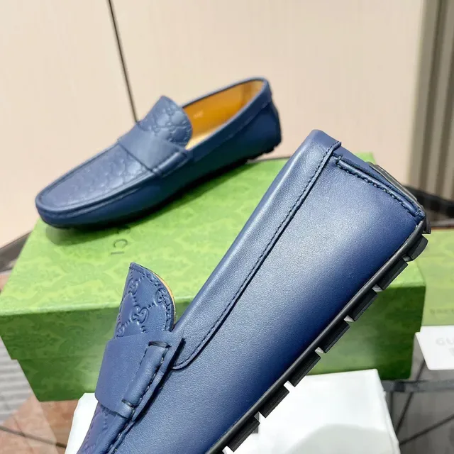 Gucci Horsebit 1955 Embossed GG Bleu Loafers 4