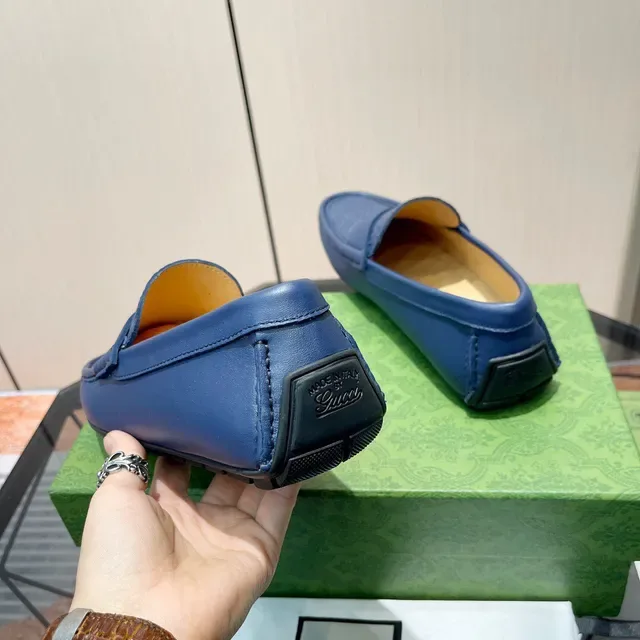 Gucci Horsebit 1955 Embossed GG Bleu Loafers 8