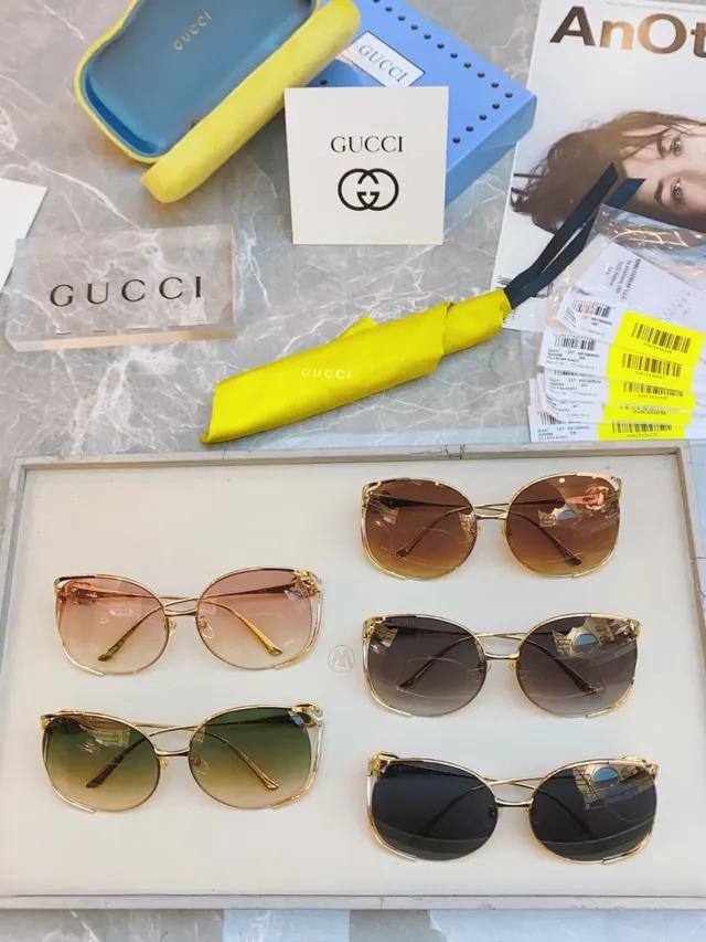 Gucci Horsebit 1955 सोने का भूरा धातु का फ्रेम ग्रेडिएंट लेंस सनग्लासेस 4