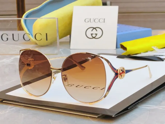 Gucci Horsebit 1955 सोने का भूरा धातु का फ्रेम ग्रेडिएंट लेंस सनग्लासेस 6