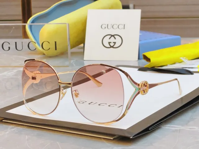 Gucci Horsebit 1955 सोने का भूरा धातु का फ्रेम ग्रेडिएंट लेंस सनग्लासेस 8