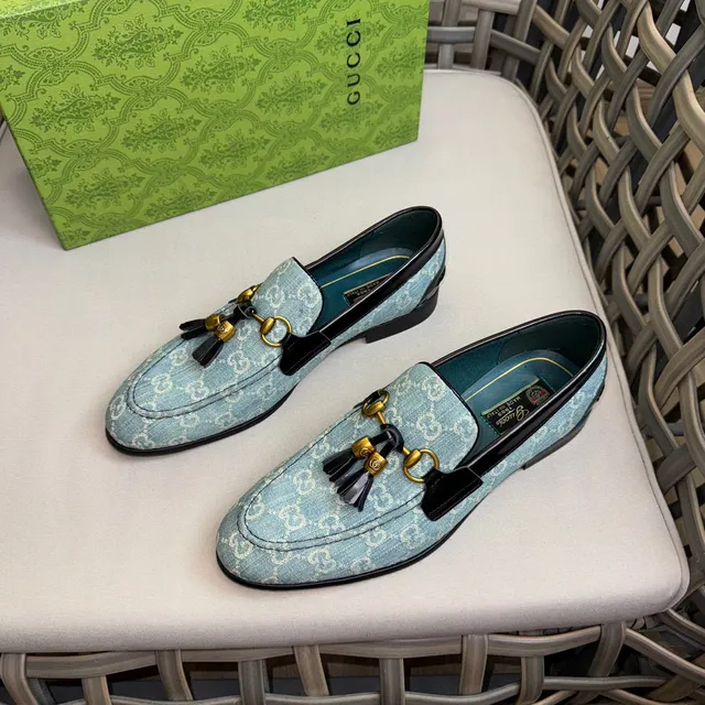 Gucci Horsebit 1955 أزرق فاتح GG Monogram لافرز 3