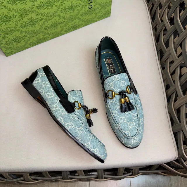 Gucci Horsebit 1955 أزرق فاتح GG Monogram لافرز 4