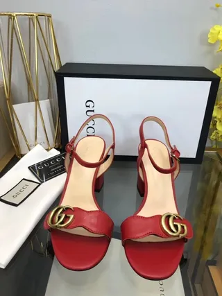 Gucci Horsebit 1955 লাল সোনা চামড়া ইন্টারলকিং জি বাকেল ব্লক হিল 4