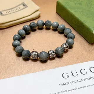 Gucci Interlocking G Pulsera de Cuentas de Piedra Elástica