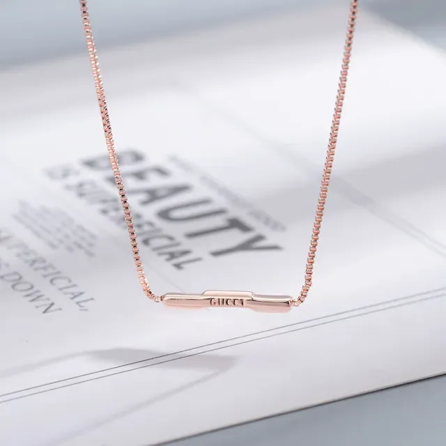 Gucci Logo Bar Pendant সোনার বক্স চেইন হার 8