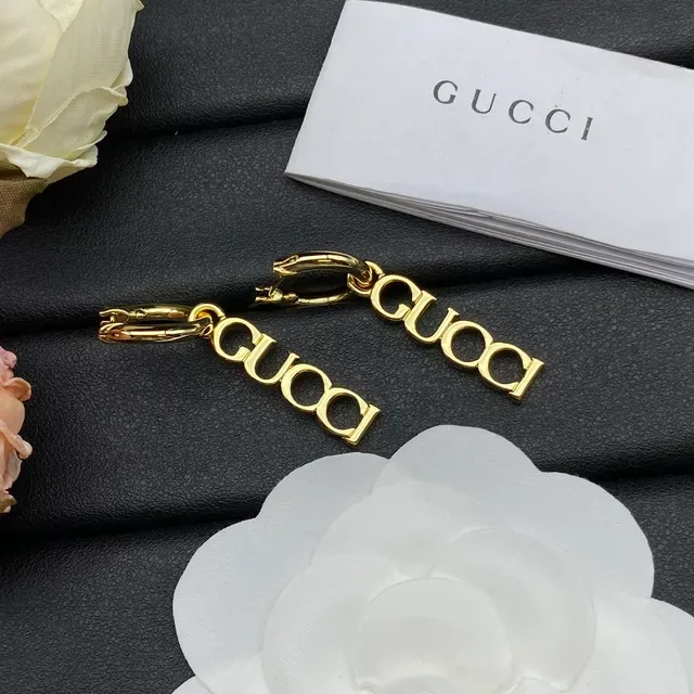 Gucci Logo Hoop Gold-Tone Earrings 3