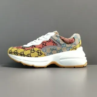 Gucci Multicolor White GG Monogram Canvas Sculpted Midsole Chunky Sneakers