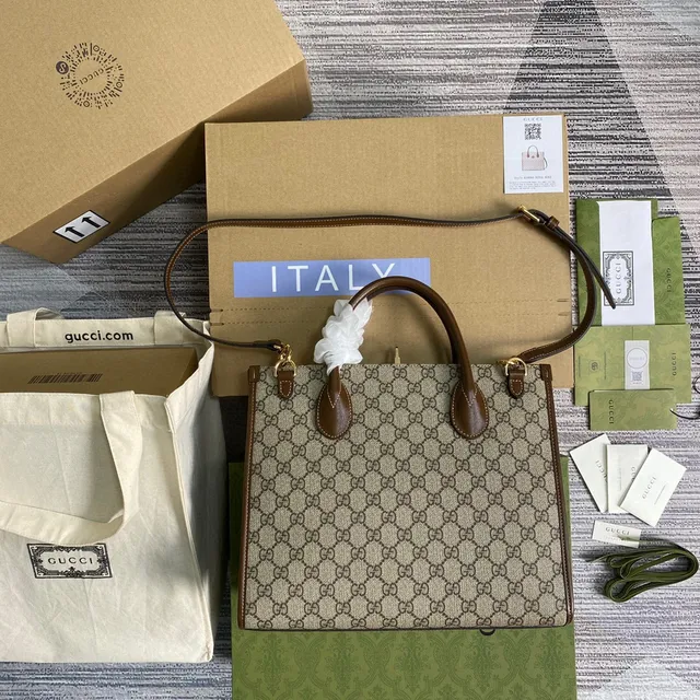 Gucci Ophidia Beige and Brown GG Monogram Tote Bag 9