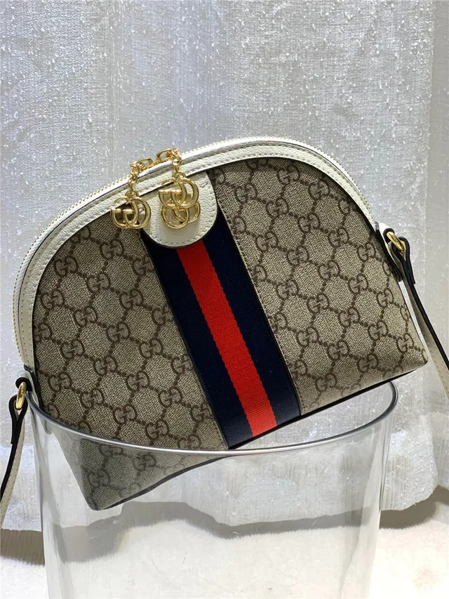 Gucci Ophidia 米色 GG Monogram Canvas Web Stripe Chain Bag 2