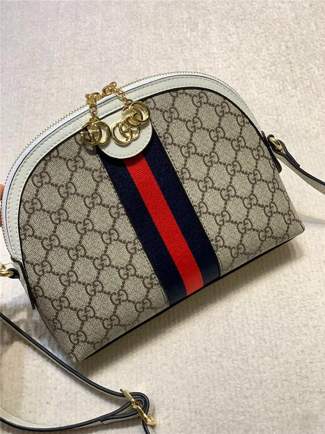 Gucci Ophidia 米色 GG Monogram Canvas Web Stripe Chain Bag 3