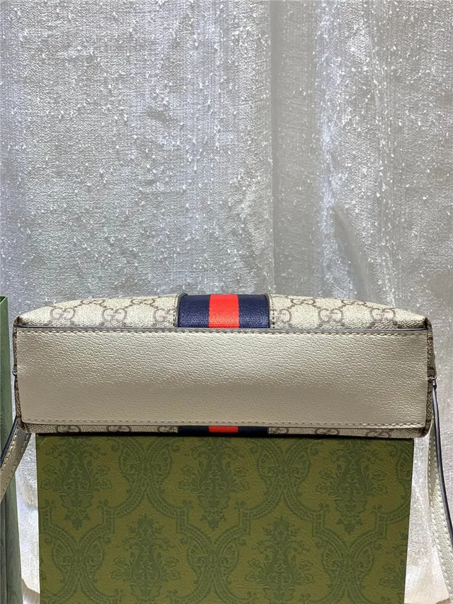 Gucci Ophidia 米色 GG Monogram Canvas Web Stripe Chain Bag 6