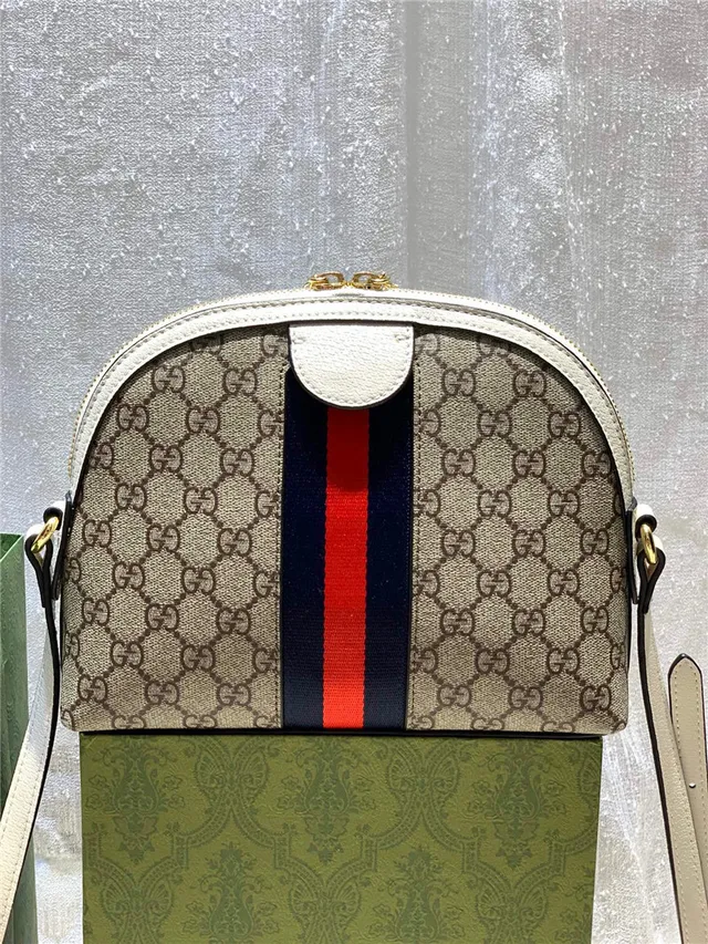 Gucci Ophidia 米色 GG Monogram Canvas Web Stripe Chain Bag 9