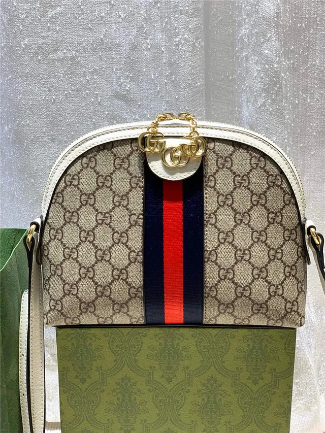 Gucci Ophidia 米色 GG Monogram Canvas Web Stripe Chain Bag 10