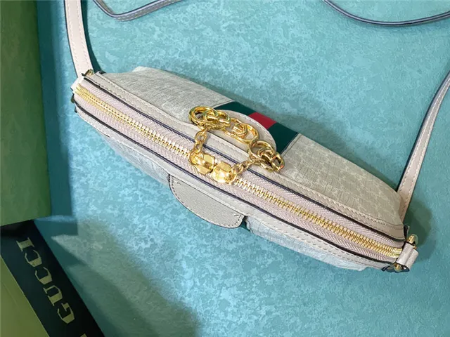 Gucci Ophidia 米色 GG Monogram Canvas Web Stripe Chain Bag 13