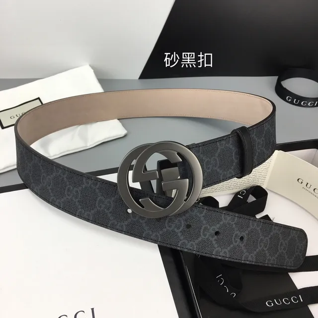 Gucci Ophidia কালো বেইজ GG Monogram ক্যানভাস Interlocking G বাকেল চামড়ার বেল্ট 2