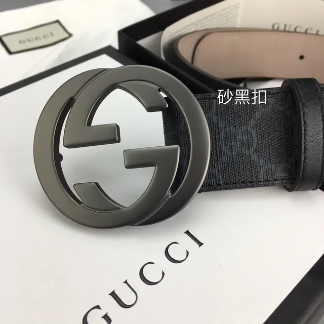 Gucci Ophidia কালো বেইজ GG Monogram ক্যানভাস Interlocking G বাকেল চামড়ার বেল্ট 3