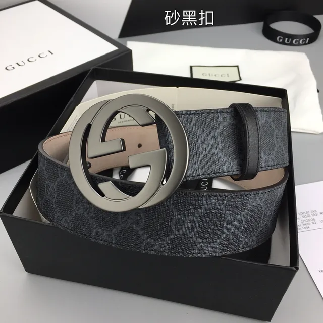 Gucci Ophidia কালো বেইজ GG Monogram ক্যানভাস Interlocking G বাকেল চামড়ার বেল্ট 5