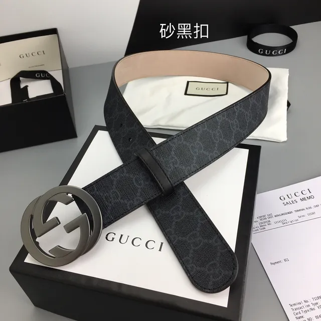 Gucci Ophidia কালো বেইজ GG Monogram ক্যানভাস Interlocking G বাকেল চামড়ার বেল্ট 6