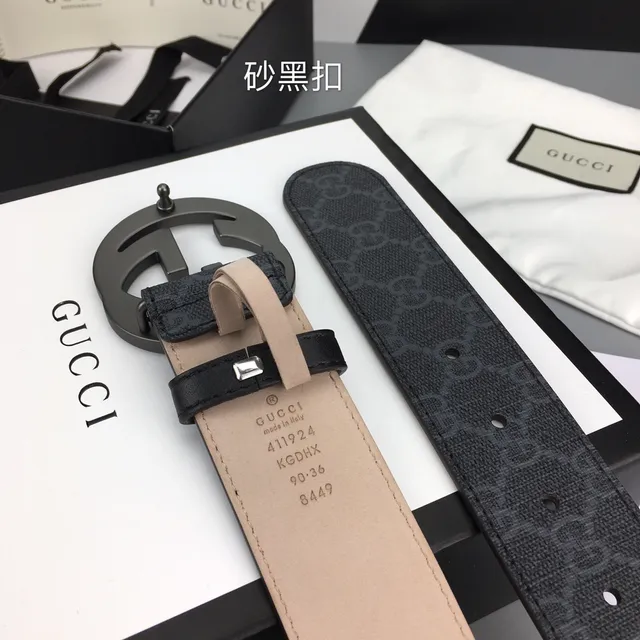 Gucci Ophidia কালো বেইজ GG Monogram ক্যানভাস Interlocking G বাকেল চামড়ার বেল্ট 8