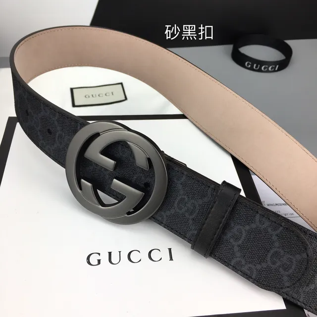 Gucci Ophidia কালো বেইজ GG Monogram ক্যানভাস Interlocking G বাকেল চামড়ার বেল্ট 9