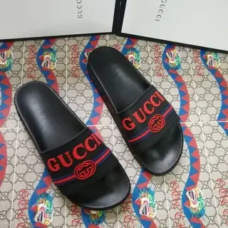 Gucci Ophidia 黑色红色网状拖鞋