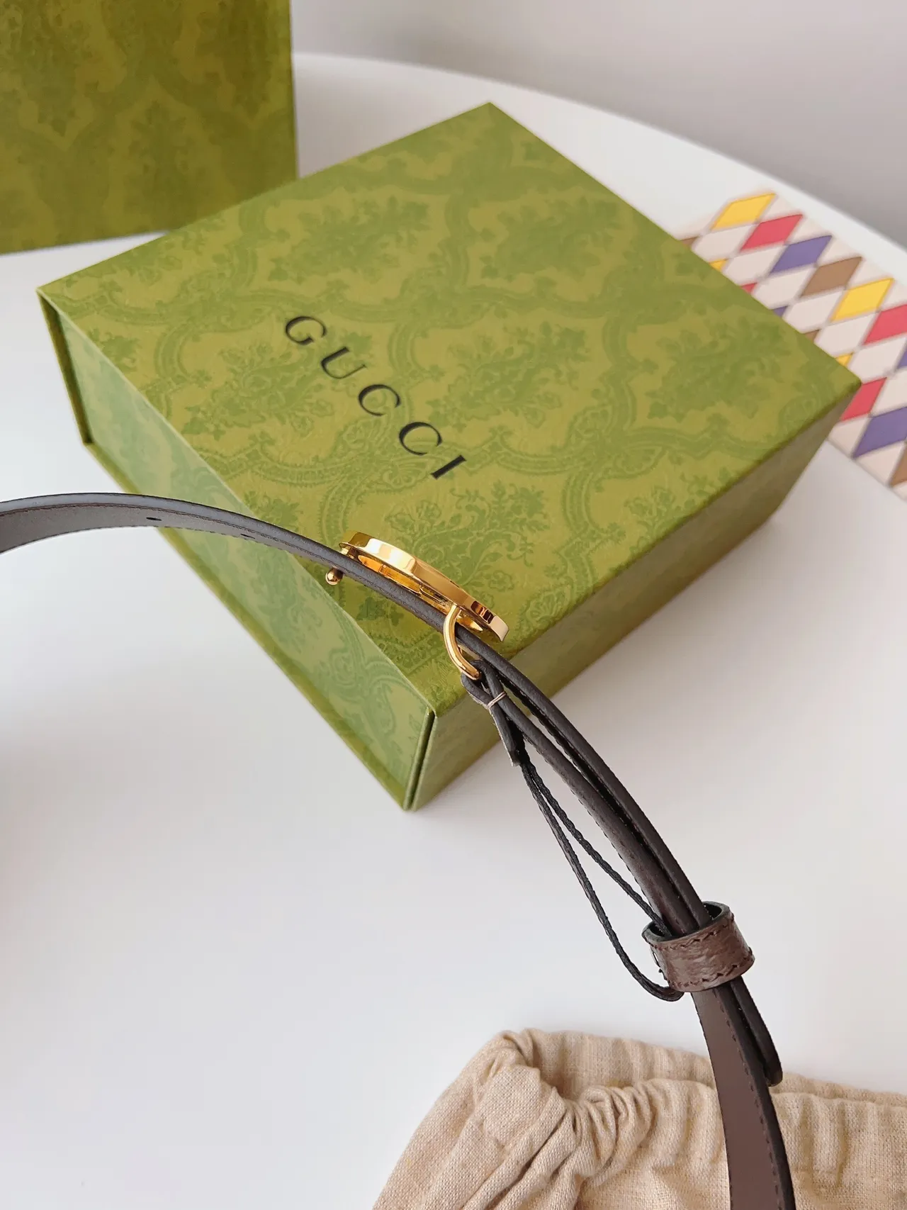 Gucci Ophidia بني بيج interlocking G Buckle GG Monogram كانفاس جلد حزام 7
