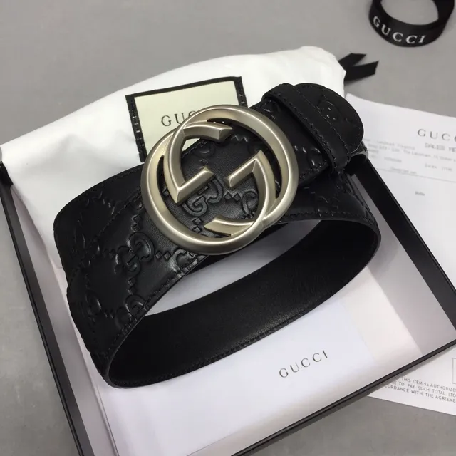 Gucci Ophidia Embossed GG Monogram Cinturón de cuero negro 2