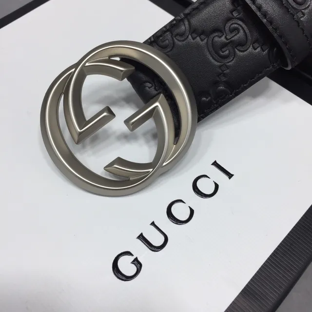 Gucci Ophidia Embossed GG Monogram Cinturón de cuero negro 3