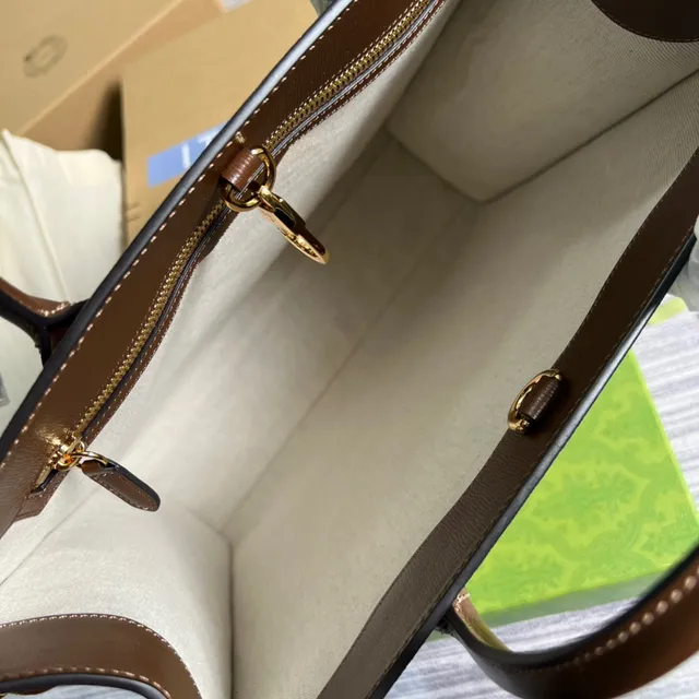 Gucci Ophidia GG Monogram Canvas bolso tote beige y marrón 2