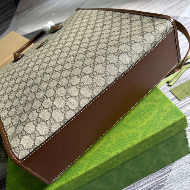 Gucci Ophidia GG Monogram Canvas bolso tote beige y marrón 5