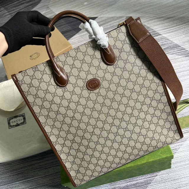 Gucci Ophidia GG Monogram Canvas bolso tote beige y marrón 7