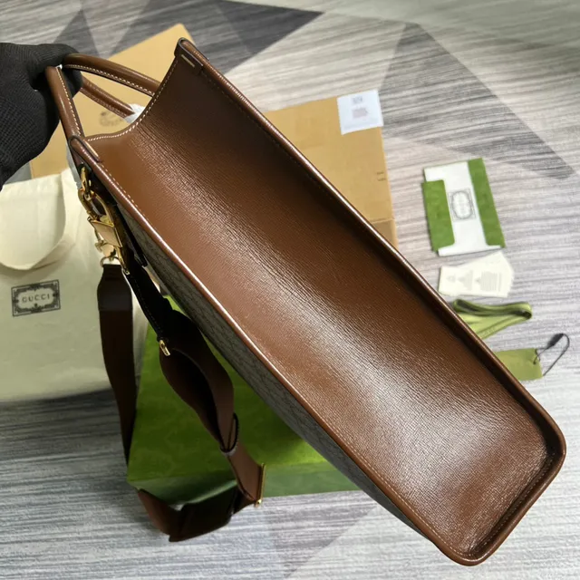 Gucci Ophidia GG Monogram Canvas bolso tote beige y marrón 8