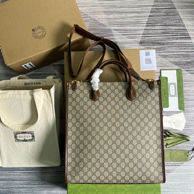 Gucci Ophidia GG Monogram Canvas bolso tote beige y marrón 9