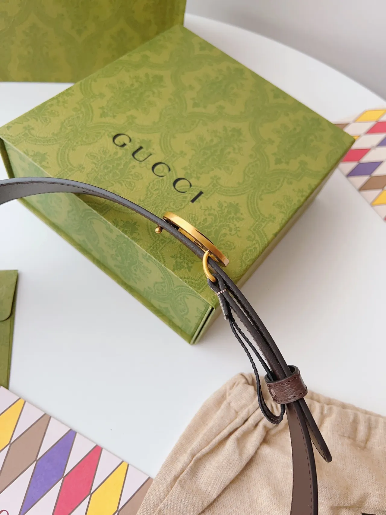 Gucci Ophidia Interlocking G Ceinture Marron et Beige en Cuir 7