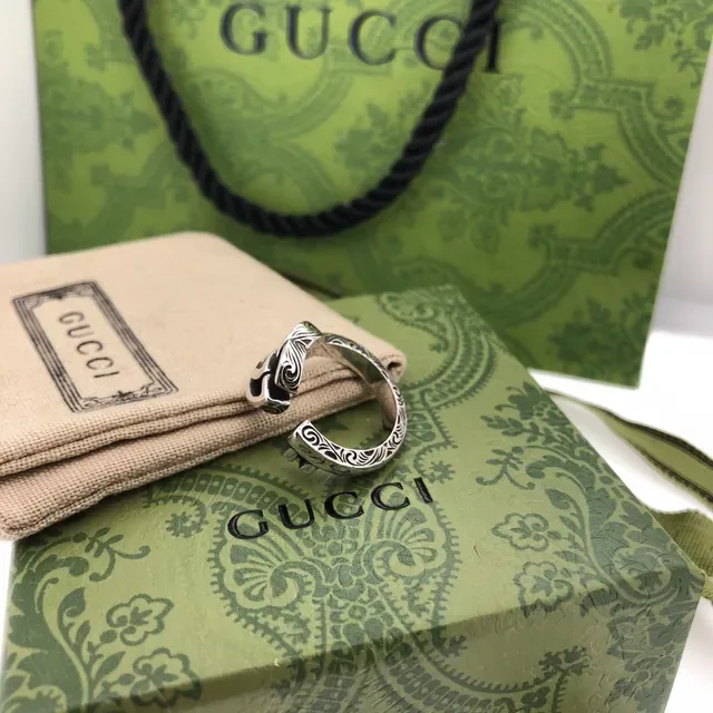 Gucci Ornate Scrollwork Silver-Toned Adjustable Ring 2