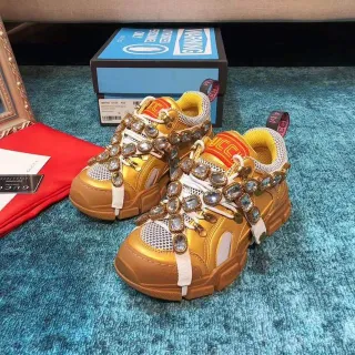 Gucci Rhyton Zapatillas chunky con cristales engastados en oro