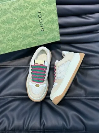 Gucci Screener Beige Multicolor GG Monogram Lona Col Forrado Tênis lifestyle 1