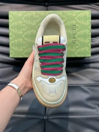 Gucci Screener Beige Multicolor GG Monogram Lona Col Forrado Tênis lifestyle 5