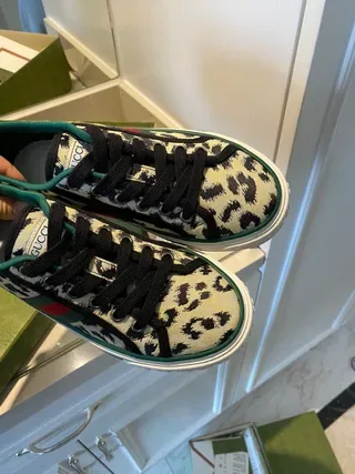 Gucci Screener نمر مطبوع محبوك أسلوب الحياة حذاء رياضي 2