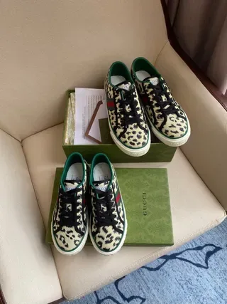 Gucci Screener نمر مطبوع محبوك أسلوب الحياة حذاء رياضي 9